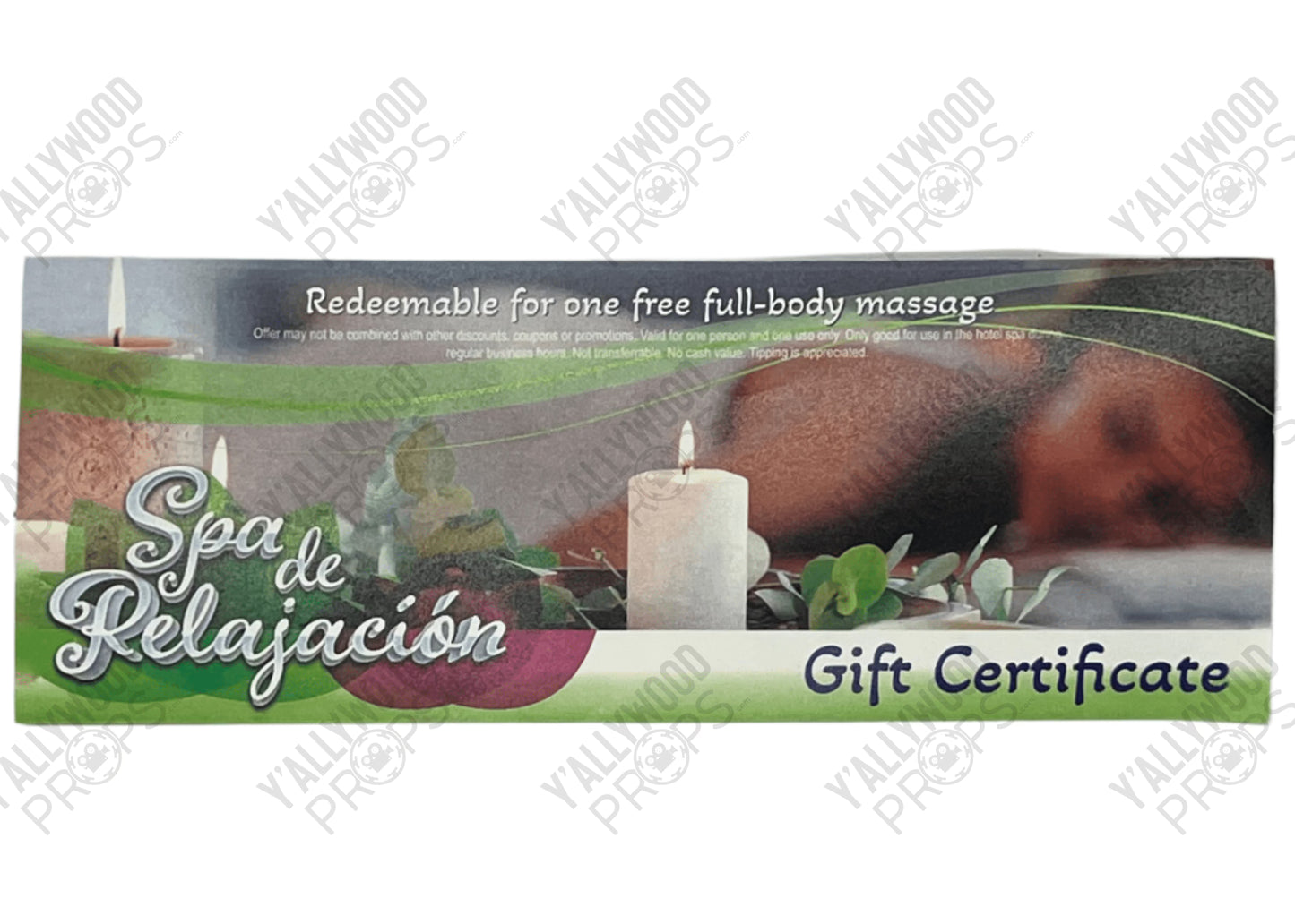 Kreese's Gift Certificate to Spa S6E9 Cobra Kai Movie Prop Y'allywood Props Not Folded backup
