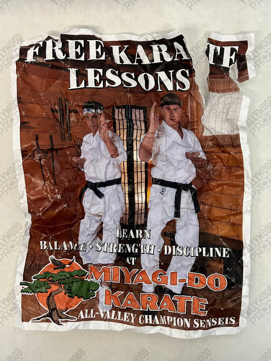 Daniel & Johnny Miyagi-Do Flyer S6E4 Cobra Kai Movie Prop Y'allywood Props Crumpled and Torn