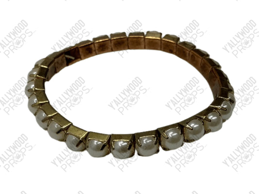 Vintage Bracelet Killers of the Flower Moon (2023) Wardrobe Y'allywood Props Bracelet 2 Faux Pearls in Faux Gold
