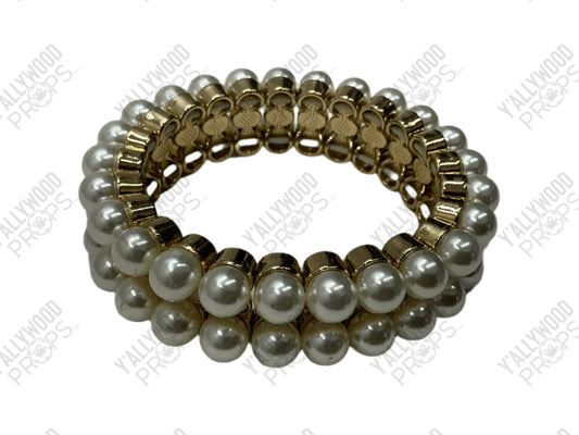Vintage Bracelet Killers of the Flower Moon (2023) Wearable Wardrobe Y'allywood Props Bracelet 2 Faux Pearls in Faux Gold