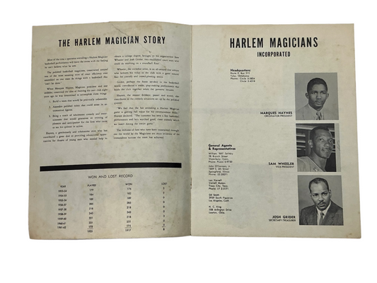 Harlem Magicians Autographed Program 1962-1963 Paul Martin Jim Dew Autograph Y'allywood Props
