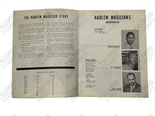 Harlem Magicians Autographed Program 1962-1963 Paul Martin Jim Dew Autograph Y'allywood Props
