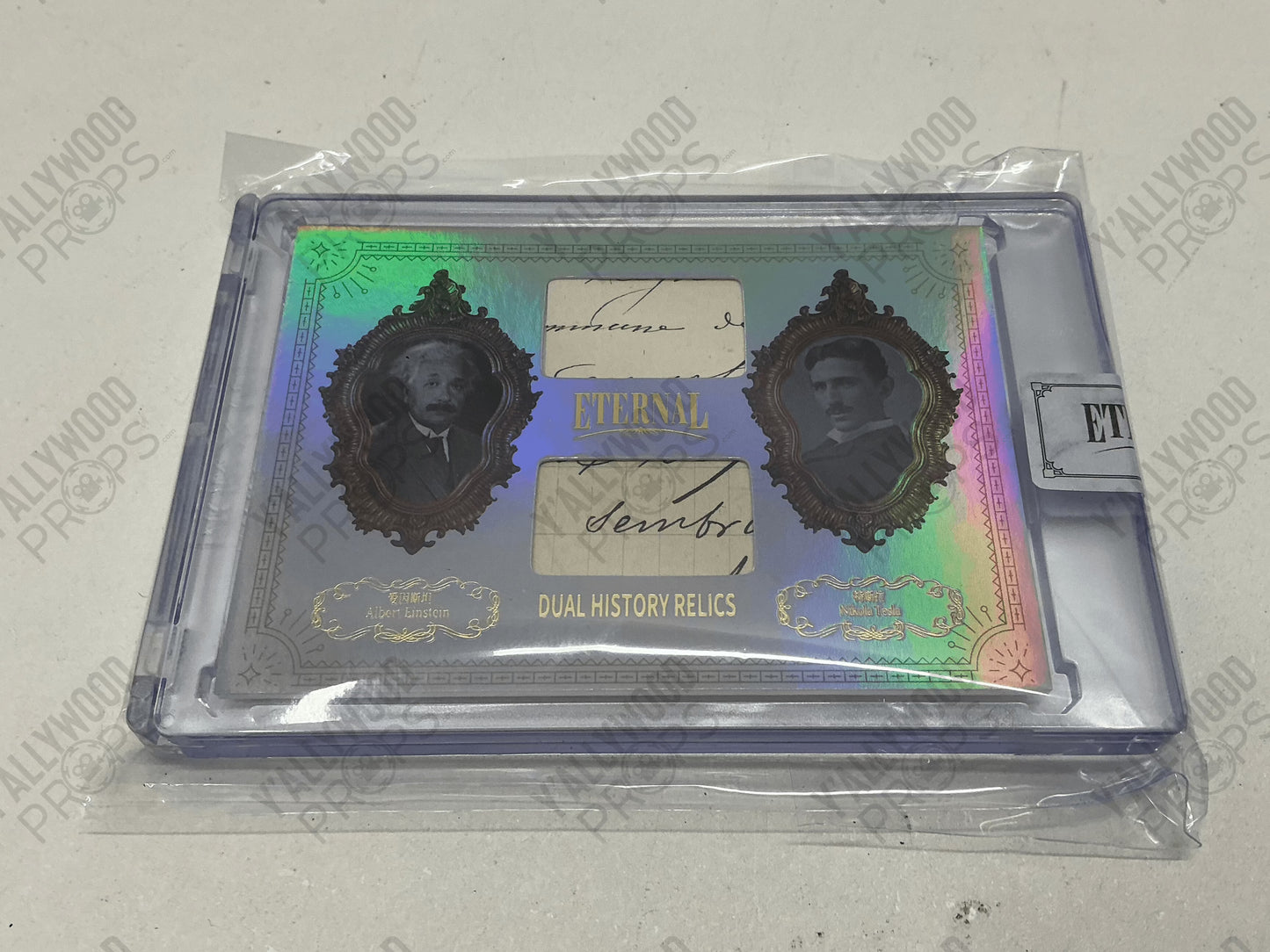 Albert Einstein & Nikola Tesla Handwritten Letters Relic Card Y'allywood Props