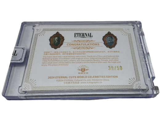 Albert Einstein & Nikola Tesla Handwritten Letters Relic Card Y'allywood Props
