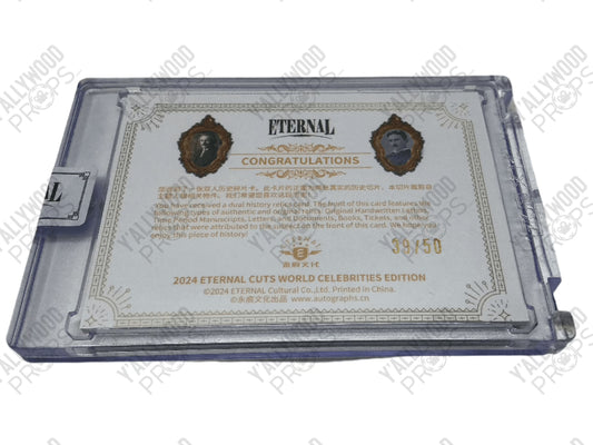 Albert Einstein & Nikola Tesla Handwritten Letters Relic Card Y'allywood Props