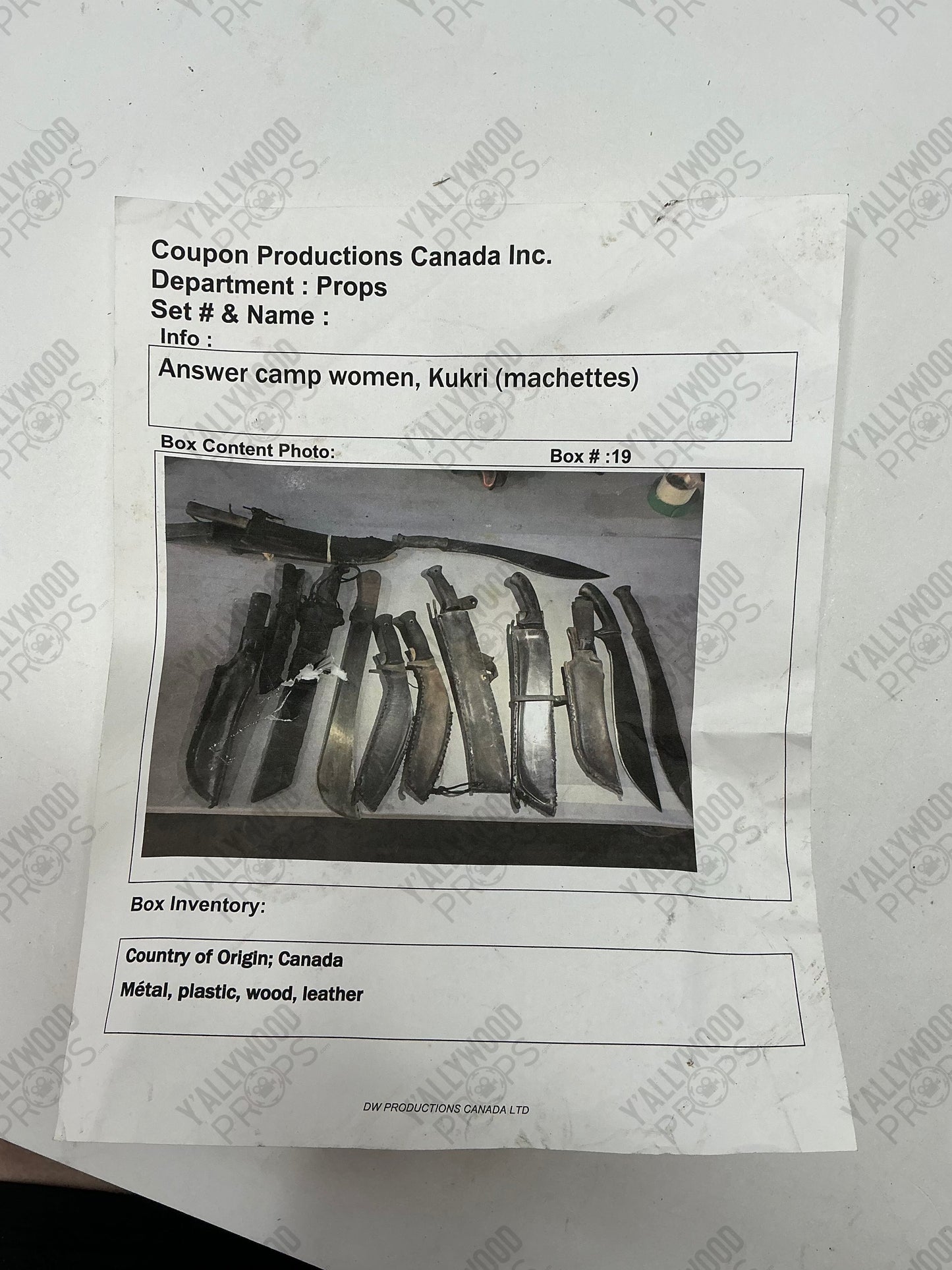 Kukri (Machetes) Chaos Walking (2021) Movie Prop Y'allywood Props