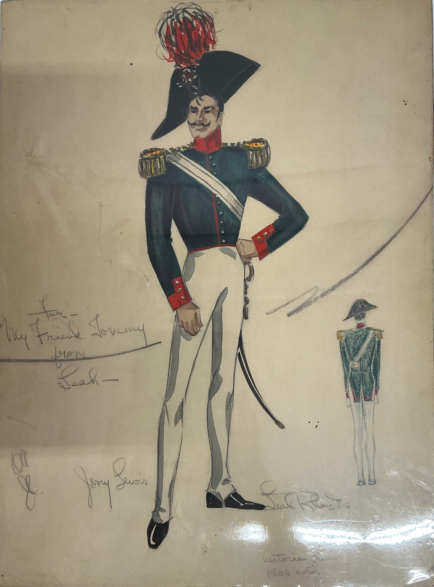 Leah Rhodes Jerry Lewis Costume Sketch The Disorderly Orderly (1964) Memorabilia Y'allywood Props