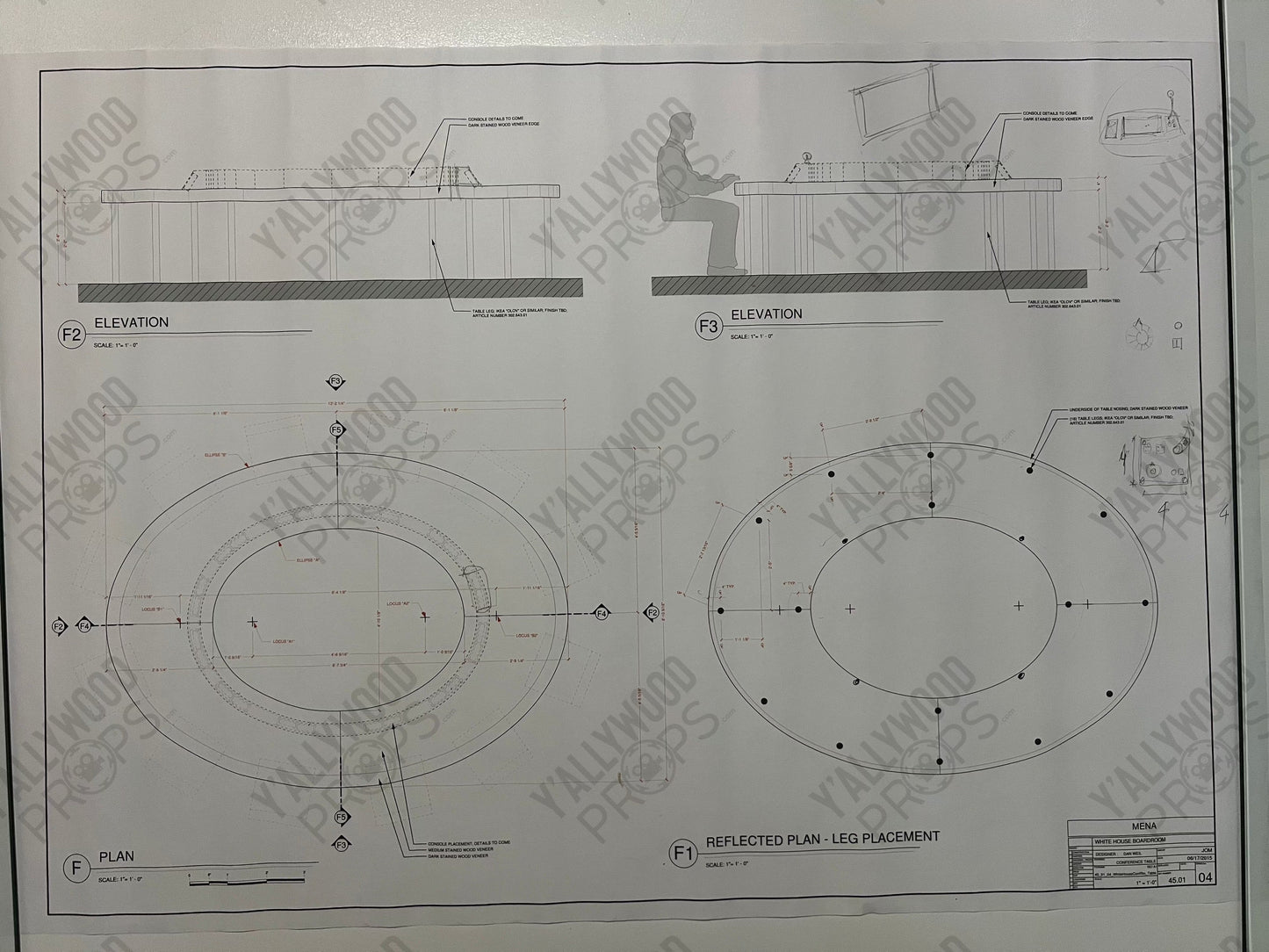 White House Set Blueprints American Made Movie Prop Y'allywood Props Conference Table 4