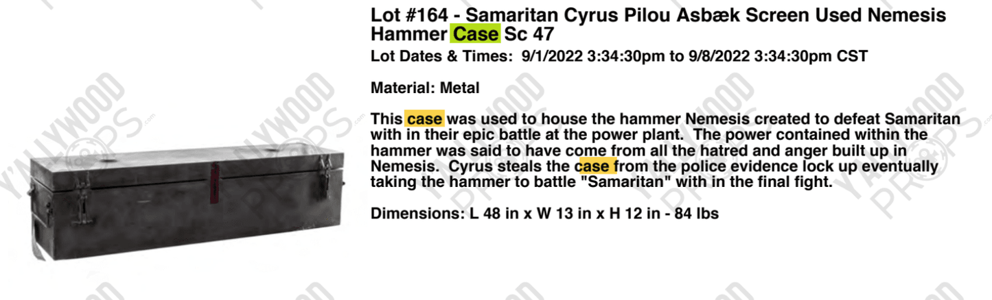 Hammer & Case Samaritan (2022) Movie Prop Y'allywood Props