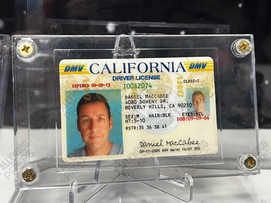 Daniel Maccabee (Adam Sandler) Drivers License, from Just Go With It Movie Prop Y'allywood Props