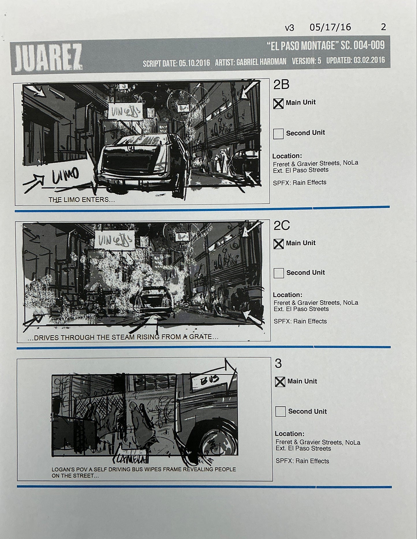 Storyboards Juarez "El Paso Montage" Logan (2017) Memorabilia Y'allywood Props 2