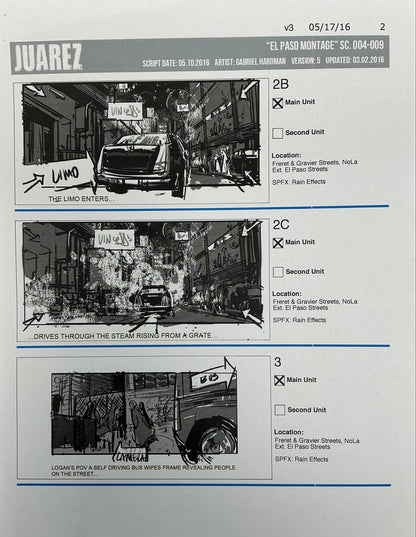Storyboards Juarez "El Paso Montage" Logan (2017) Memorabilia Y'allywood Props 2