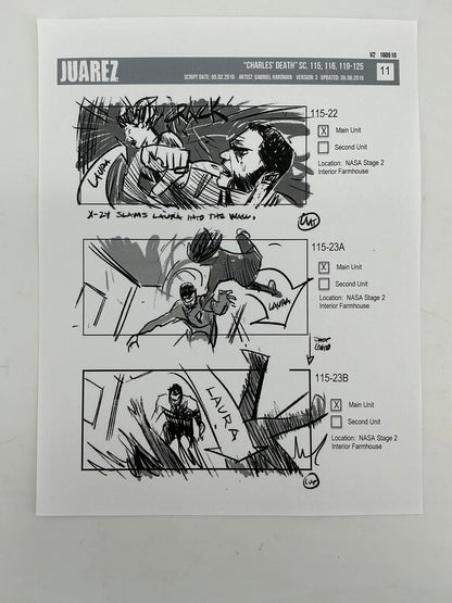 Storyboards Juarez Charle's Death Scenes 115-125 Logan (2017) Memorabilia Y'allywood Props 11