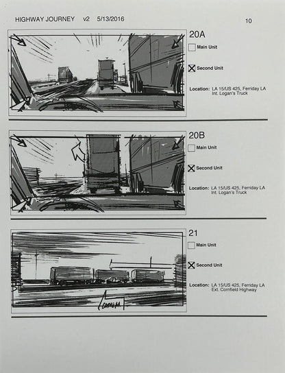 Storyboards Highway Journey Scene Logan (2017) Memorabilia Y'allywood Props 10