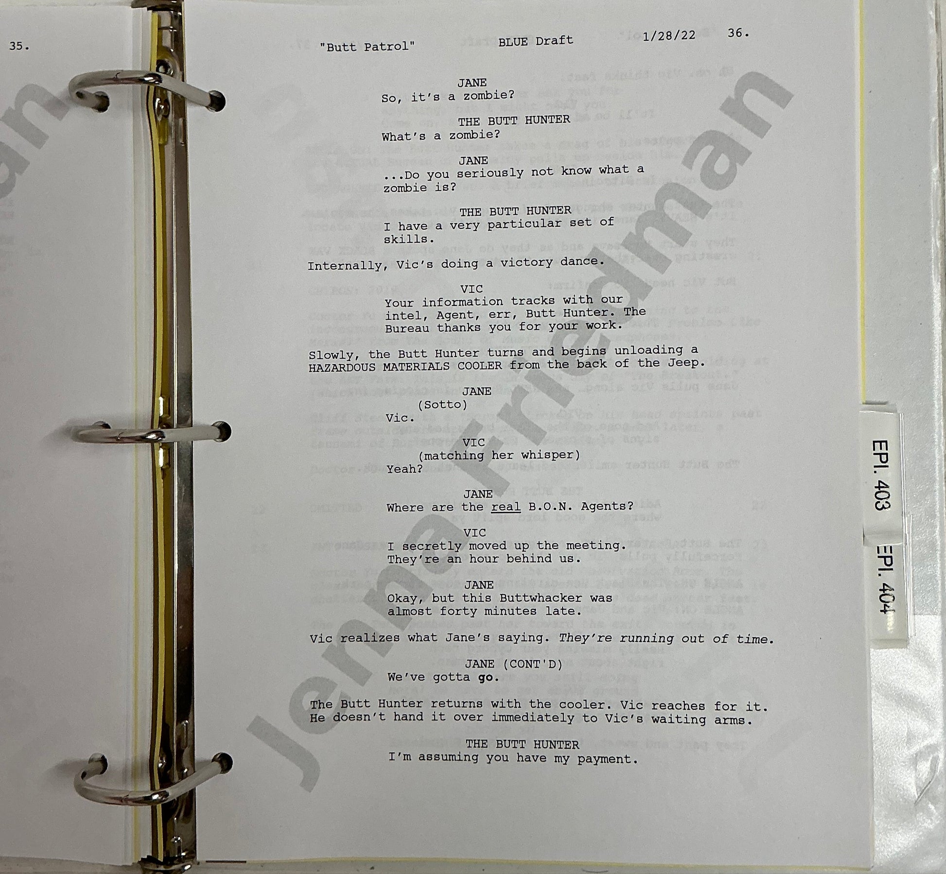 Scripts Episodes 401-405 Doom Patrol (2019) Movie Prop Y'allywood Props