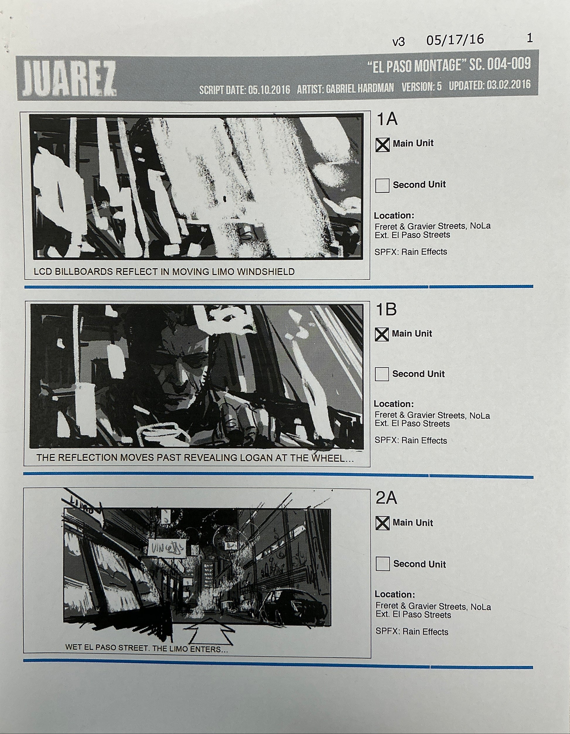 Storyboards Juarez "El Paso Montage" Logan (2017) Memorabilia Y'allywood Props 1