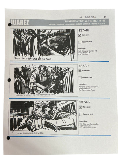 Storyboards Juarez Scene 115, 116, 119-136 Logan (2017)