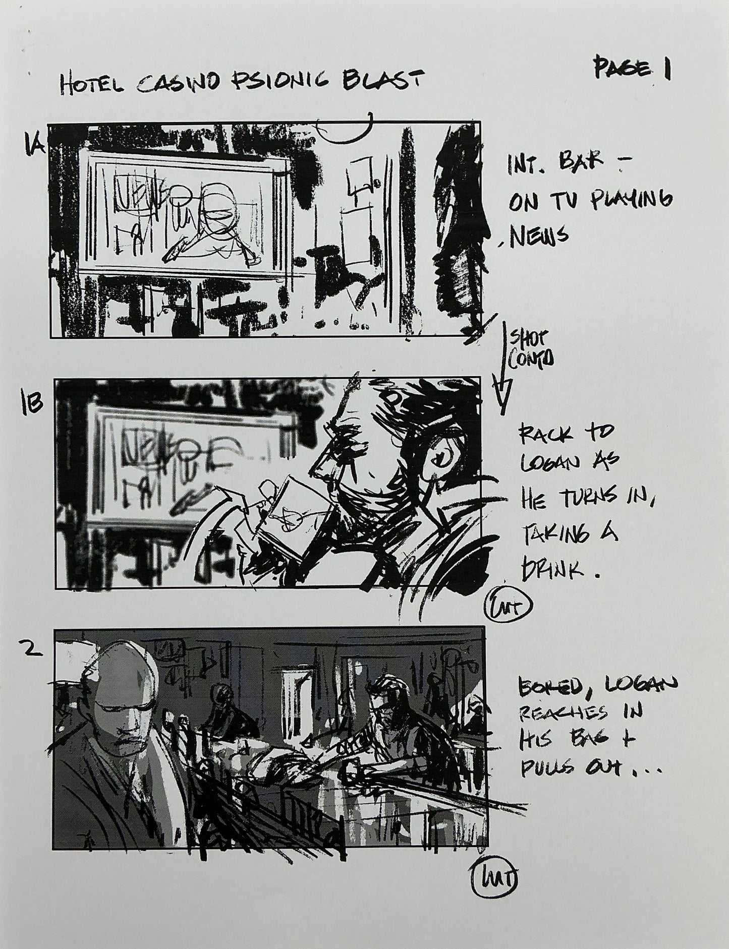 Storyboards Hotel Casino Psionic Blast Scene Logan (2017) Memorabilia Y'allywood Props 1