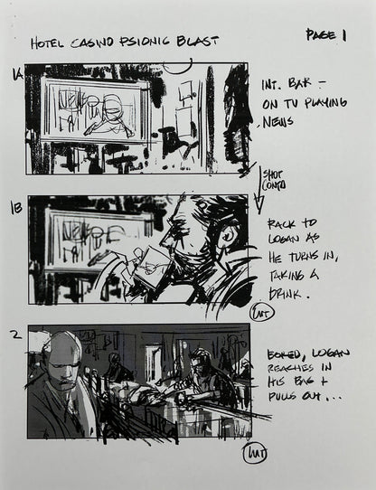 Storyboards Hotel Casino Psionic Blast Scene Logan (2017) Memorabilia Y'allywood Props 1