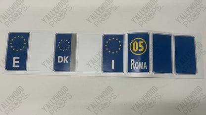 Rome License Plate Stickers Red Notice (2021) Movie Prop Y'allywood Props A