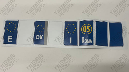 Rome License Plate Stickers Red Notice (2021) Movie Prop Y'allywood Props A