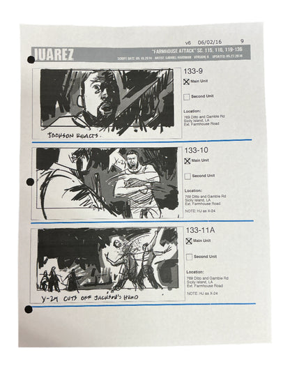 Storyboards Juarez Scene 115, 116, 119-136 Logan (2017) Memorabilia Y'allywood Props Paper 9