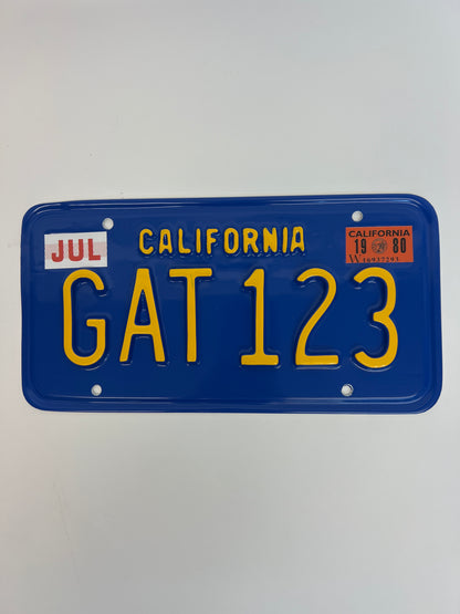 1979 License Plates S1E6 Cobra Kai Movie Prop Y'allywood Props GAT123 Back Plate Not Clearly Visible  