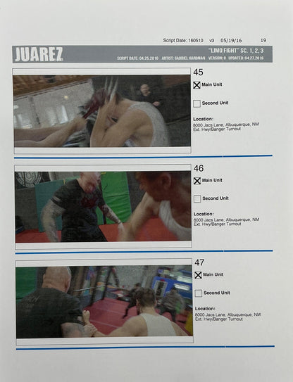 Storyboards Juarez Scenes 1-3 "Limo Fight" Logan (2017) Memorabilia Y'allywood Props Paper 19