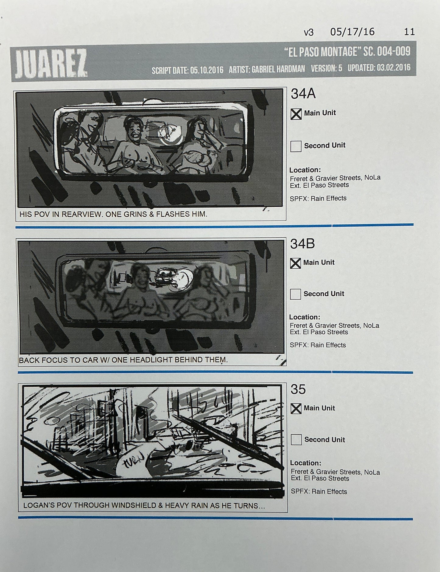 Storyboards Juarez "El Paso Montage" Logan (2017) Memorabilia Y'allywood Props 11