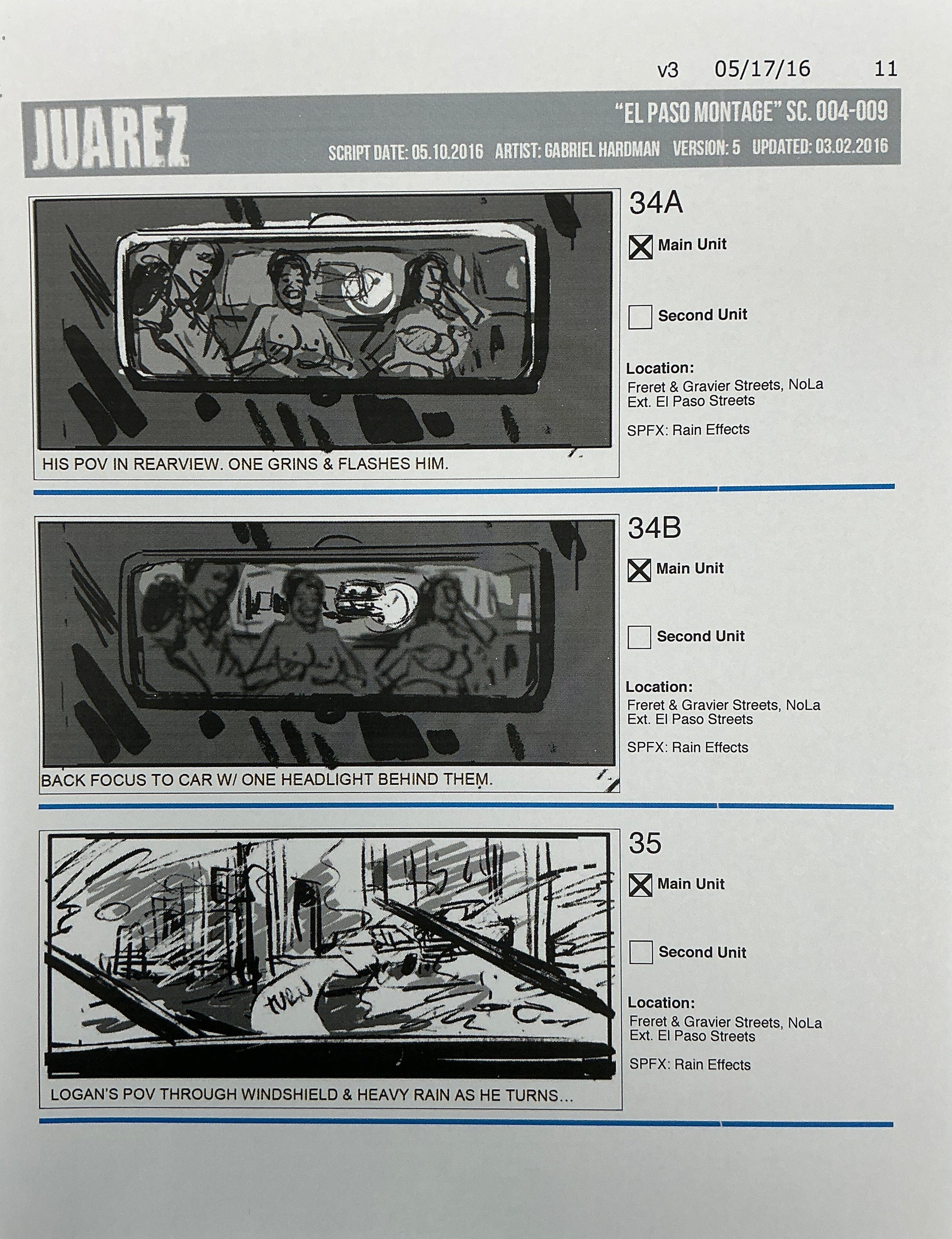 Storyboards Juarez "El Paso Montage" Logan (2017) Memorabilia Y'allywood Props 11