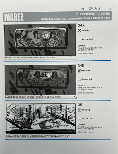 Storyboards Juarez "El Paso Montage" Logan (2017) Memorabilia Y'allywood Props 11