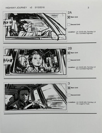 Storyboards Highway Journey Scene Logan (2017) Memorabilia Y'allywood Props 2