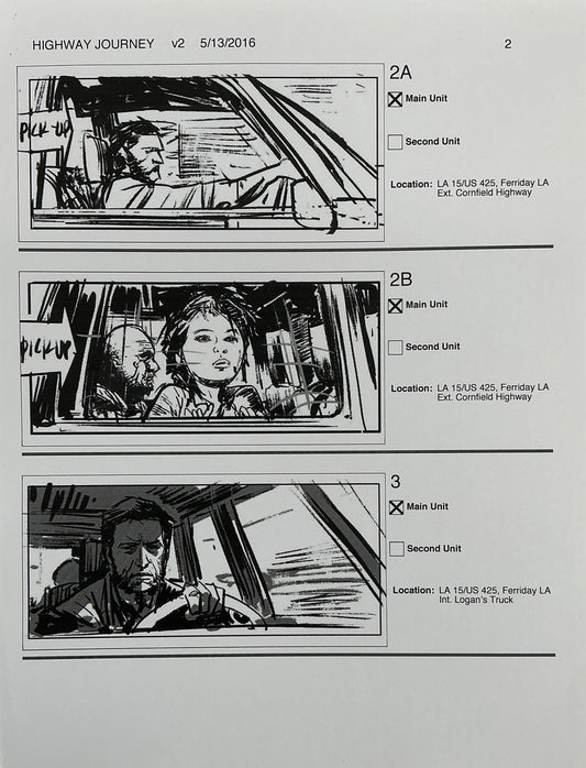 Storyboards Highway Journey Scene Logan (2017) Memorabilia Y'allywood Props 2