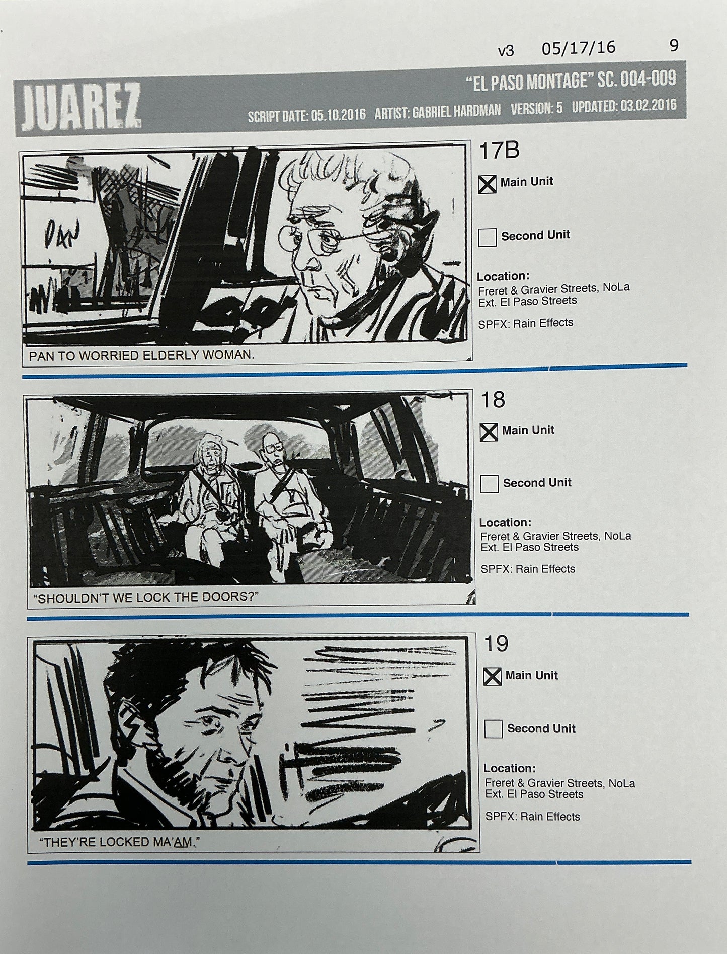 Storyboards Juarez "El Paso Montage" Logan (2017) Memorabilia Y'allywood Props 9