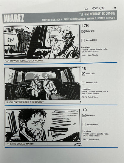 Storyboards Juarez "El Paso Montage" Logan (2017) Memorabilia Y'allywood Props 9