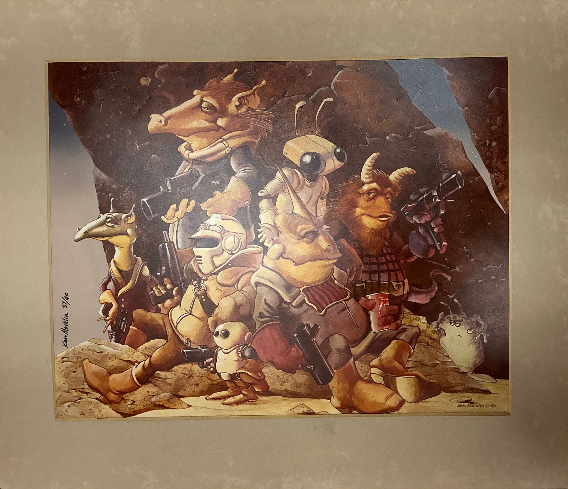 Ken Macklin Signed Print 1983 "The Mercenaries" Autograph Y'allywood Props