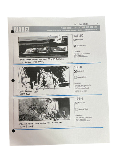 Storyboards Juarez Scene 115, 116, 119-136 Logan (2017) Memorabilia Y'allywood Props Paper 17