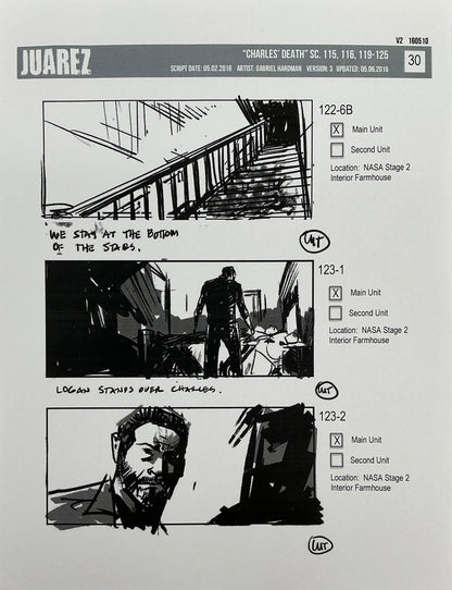 Storyboards Juarez Charle's Death Scenes 115-125 Logan (2017)