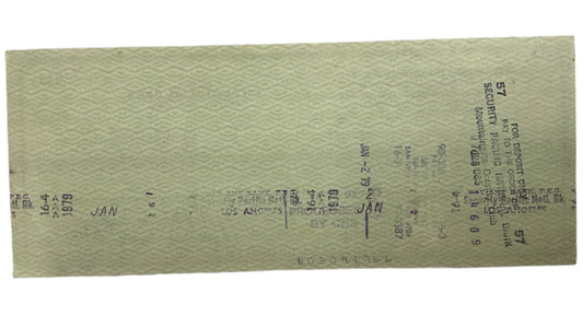 Walter Grauman Hand Signed Personal Check Autograph Y'allywood Props