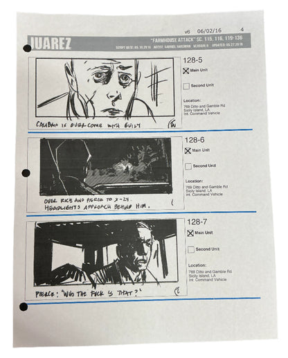 Storyboards Juarez Scene 115, 116, 119-136 Logan (2017) Memorabilia Y'allywood Props Paper 4