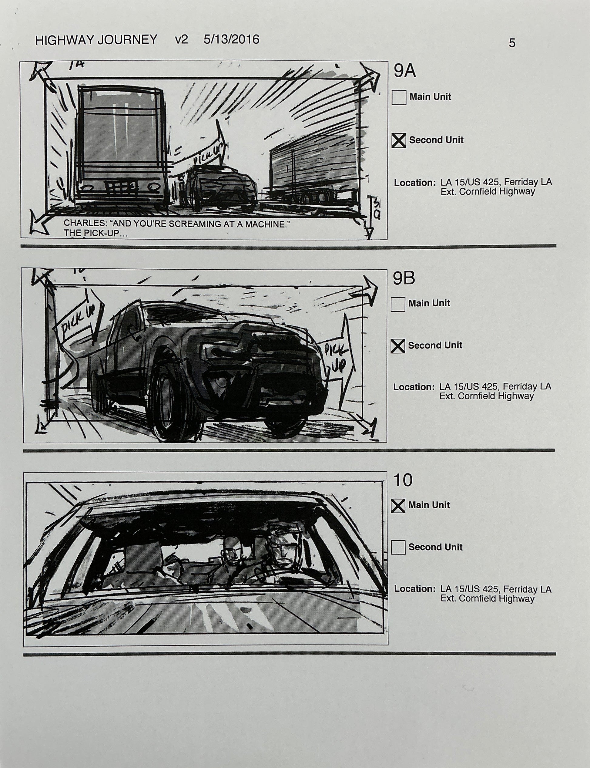Storyboards Highway Journey Scene Logan (2017) Memorabilia Y'allywood Props 5
