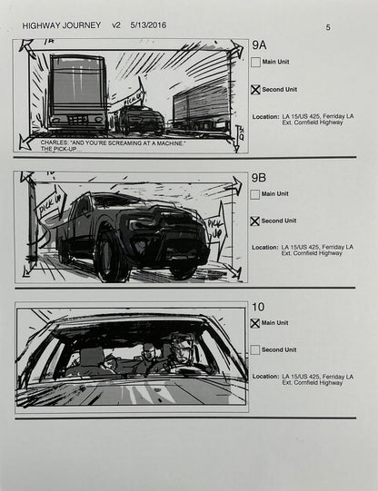 Storyboards Highway Journey Scene Logan (2017) Memorabilia Y'allywood Props 5