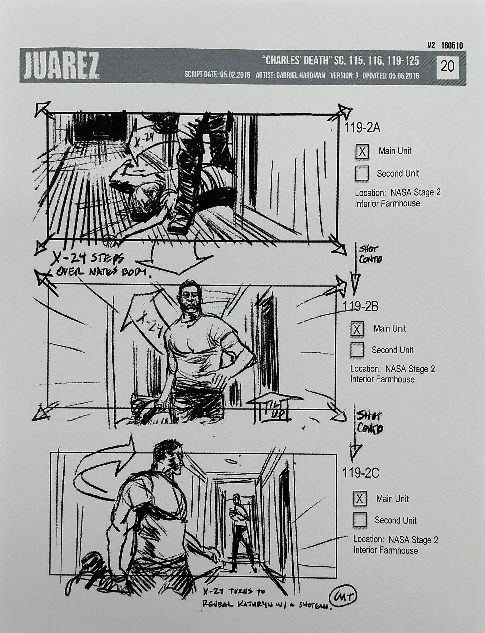 Storyboards Juarez Charle's Death Scenes 115-125 Logan (2017) Memorabilia Y'allywood Props 20