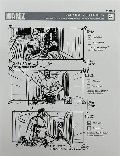 Storyboards Juarez Charle's Death Scenes 115-125 Logan (2017) Memorabilia Y'allywood Props 20