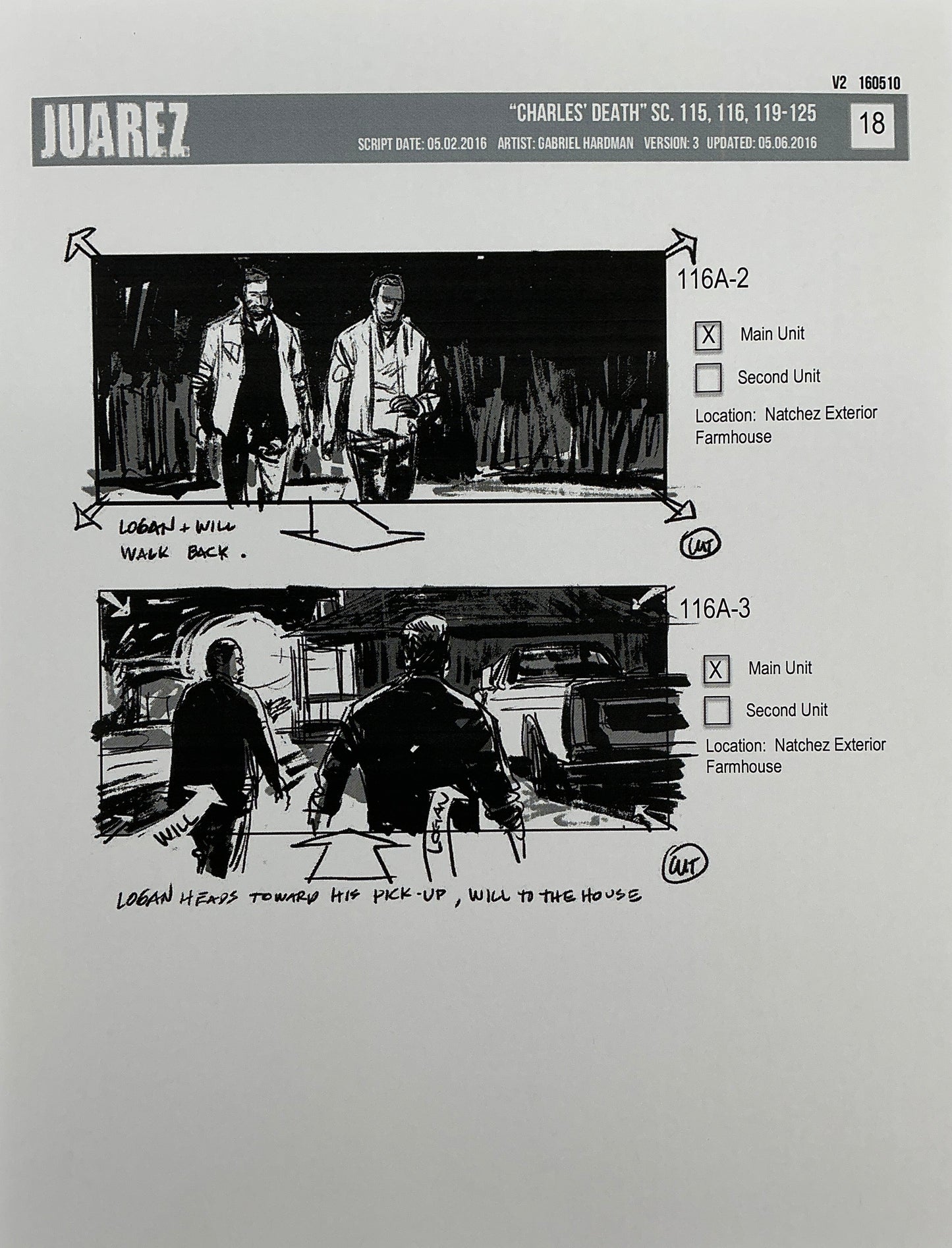Storyboards Juarez Charle's Death Scenes 115-125 Logan (2017) Memorabilia Y'allywood Props 18