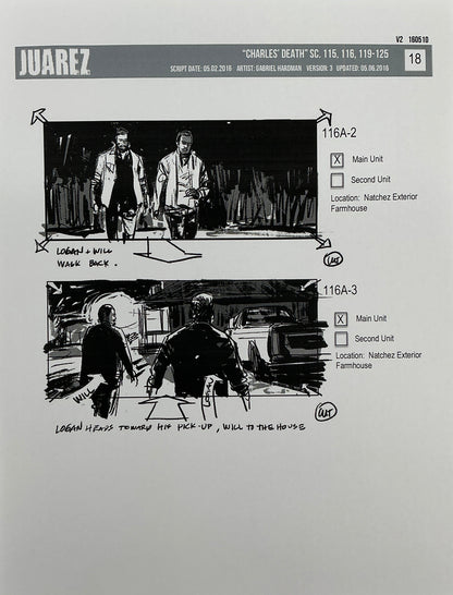 Storyboards Juarez Charle's Death Scenes 115-125 Logan (2017) Memorabilia Y'allywood Props 18