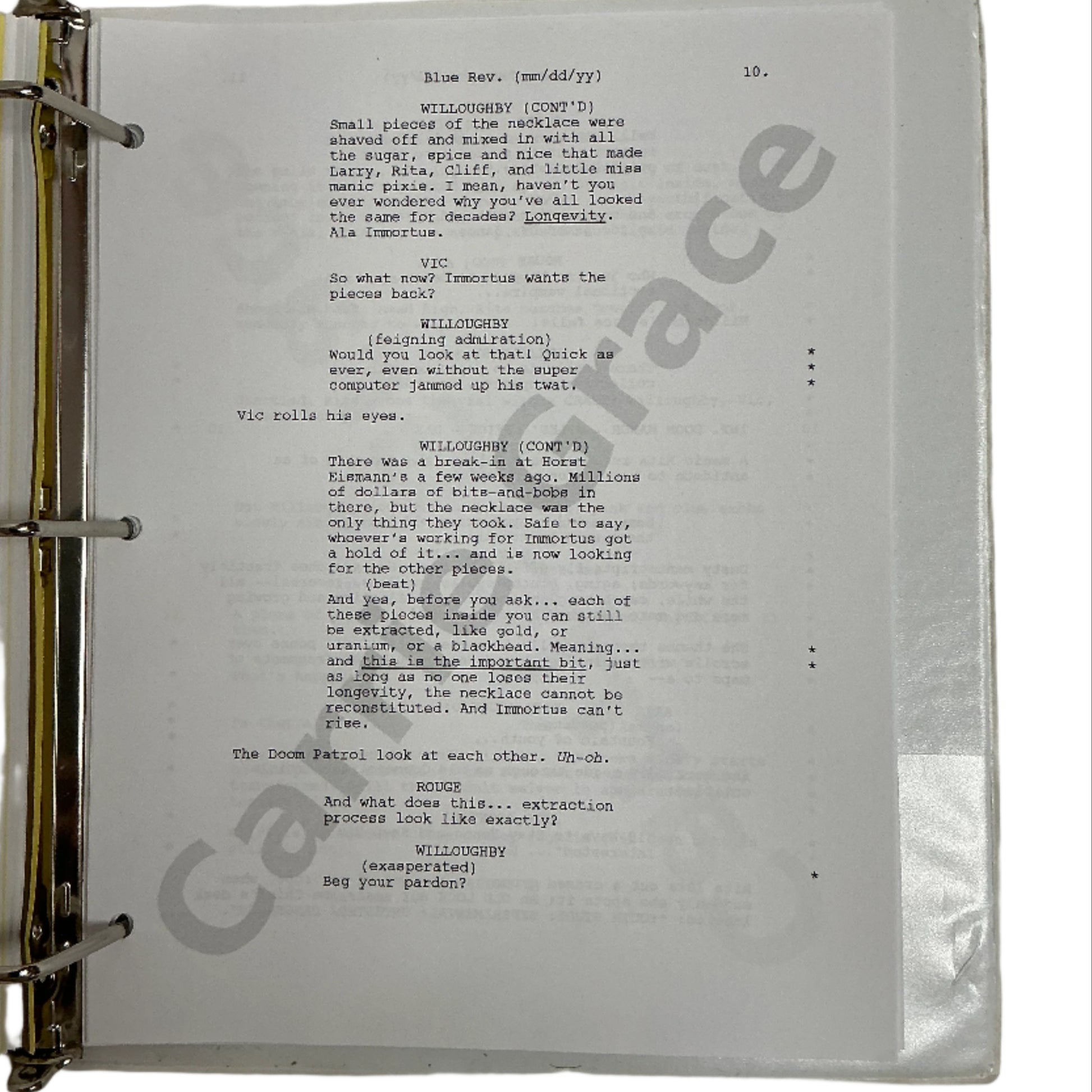 Scripts Episodes 401-405 Doom Patrol (2019) Movie Prop Y'allywood Props