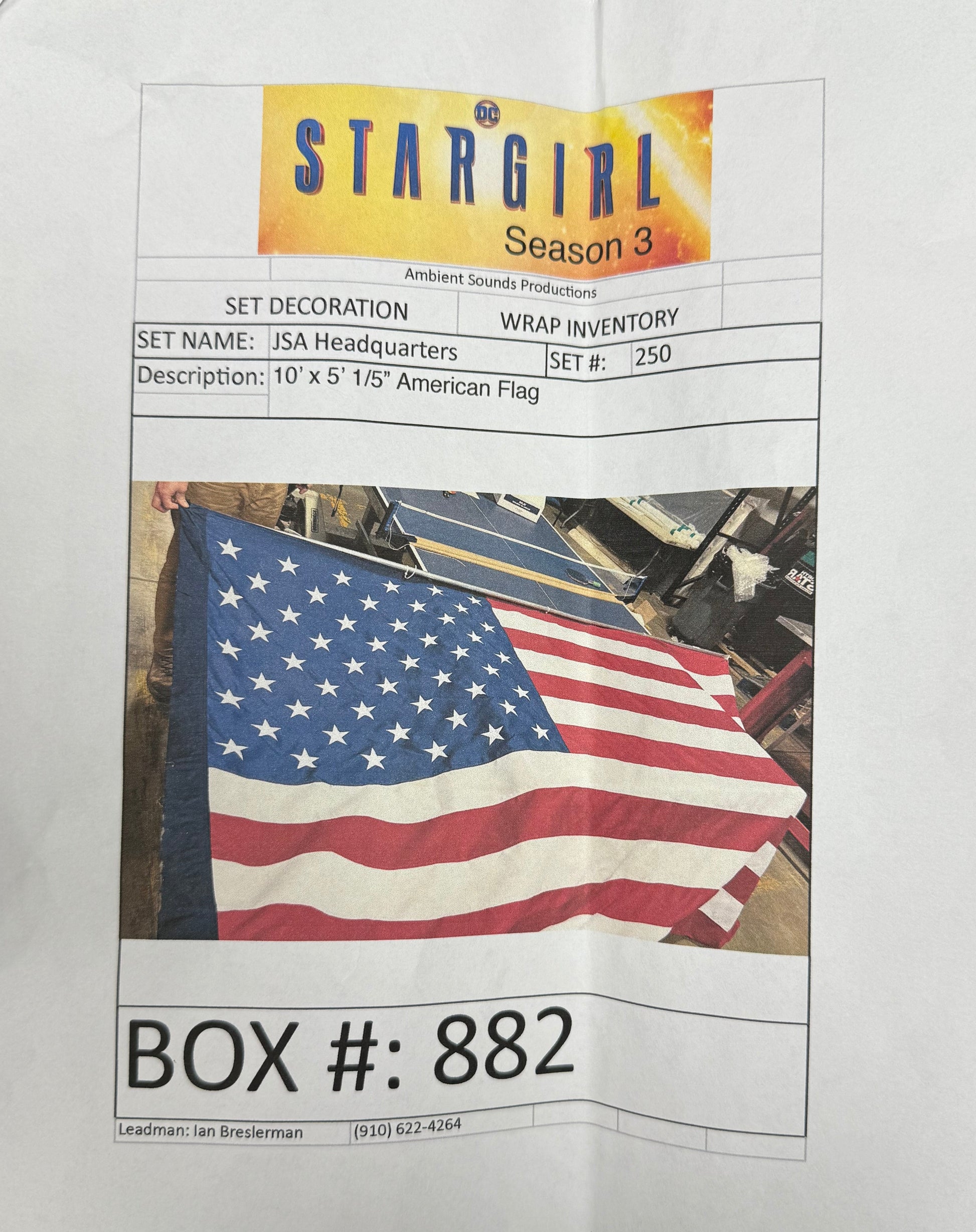 American Flag from JSA HQ Stargirl TV Series (2020) Movie Prop Y'allywood Props