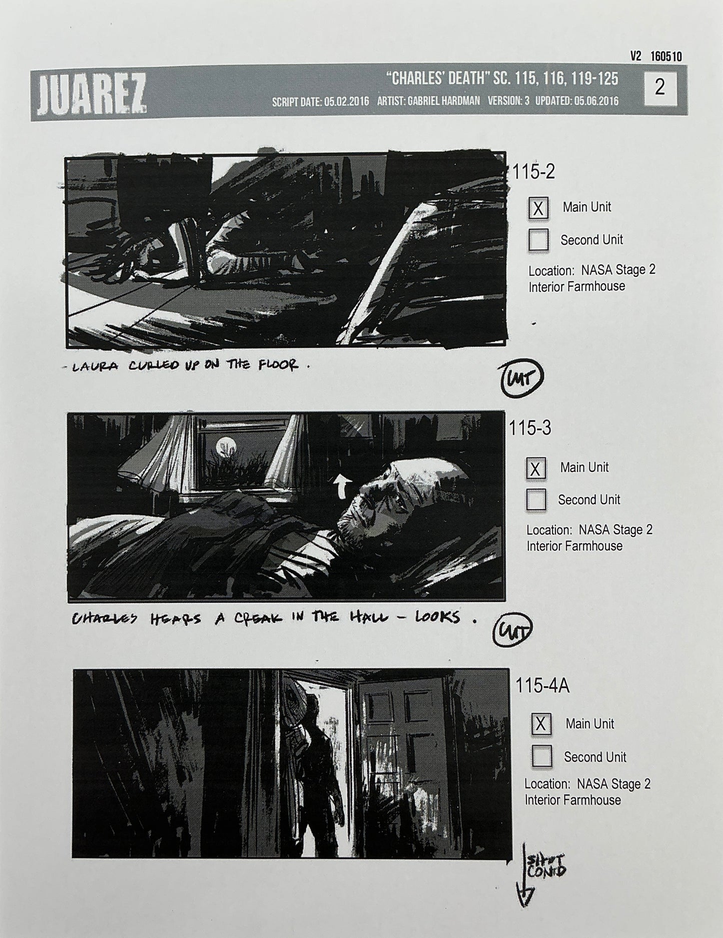 Storyboards Juarez Charle's Death Scenes 115-125 Logan (2017) Memorabilia Y'allywood Props 2