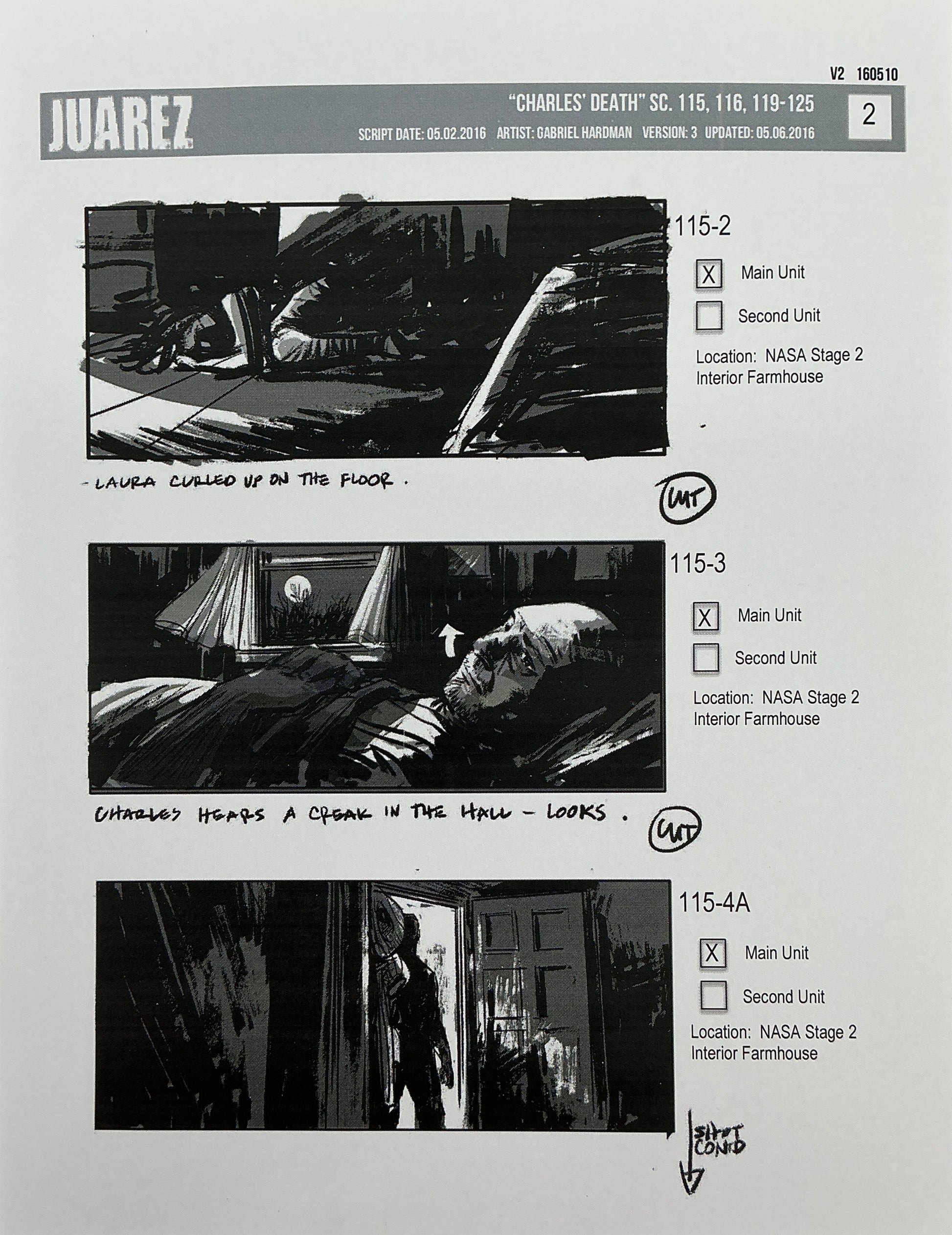 Storyboards Juarez Charle's Death Scenes 115-125 Logan (2017) Memorabilia Y'allywood Props 2
